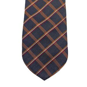 DOLCEPUNTA Mens Silk XL Necktie ITALY Luxury Necktie Brown Check Plaid